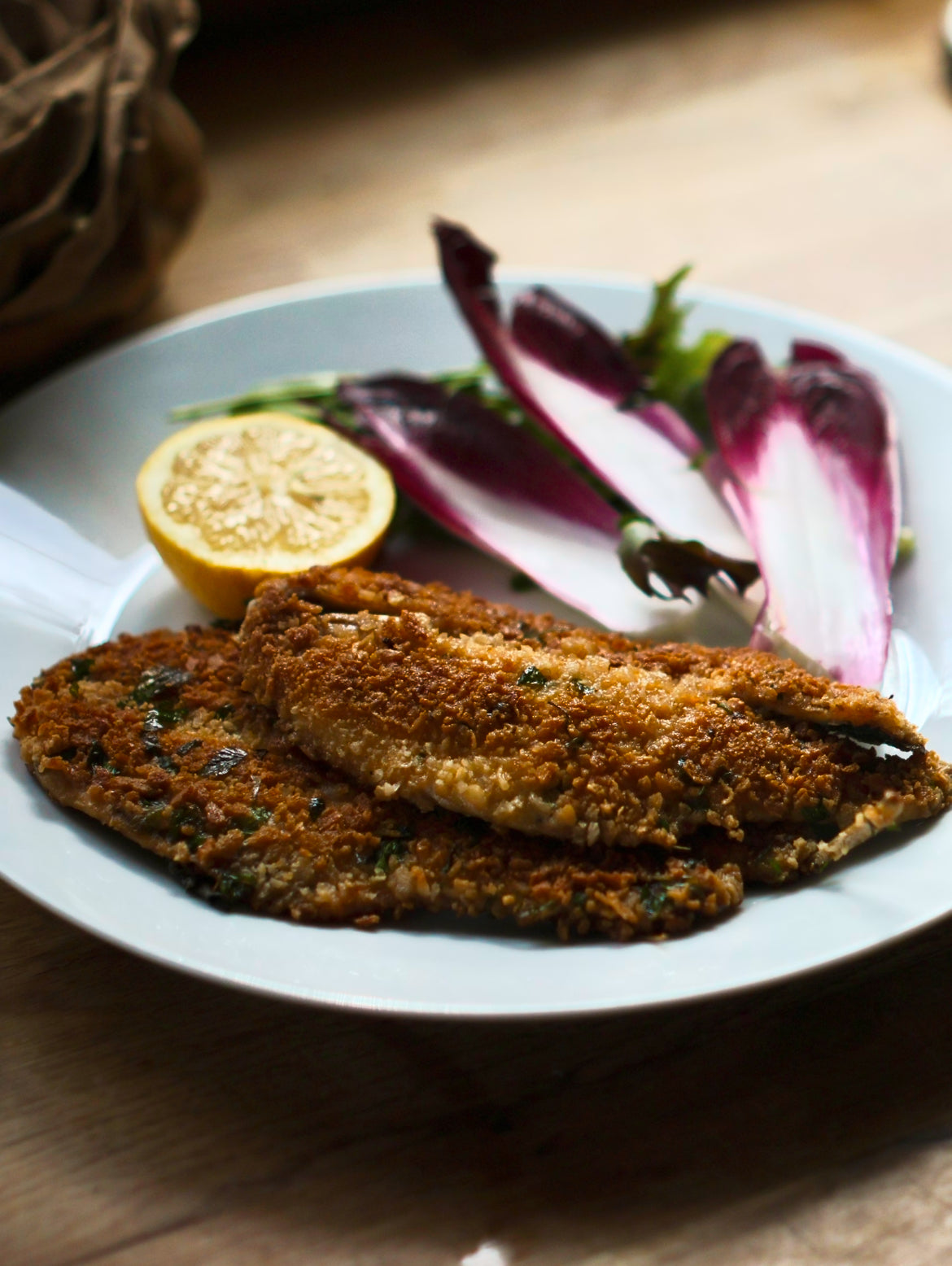 Crispy Breaded Herring with Anchovy & Lemon Dressing